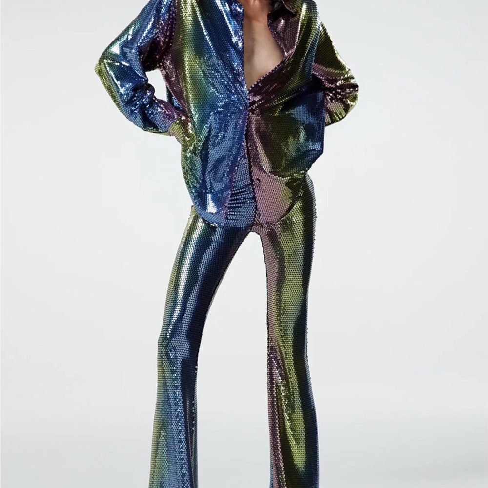 Iridescent Sequin Women's Flare Pants (Colette Pants)